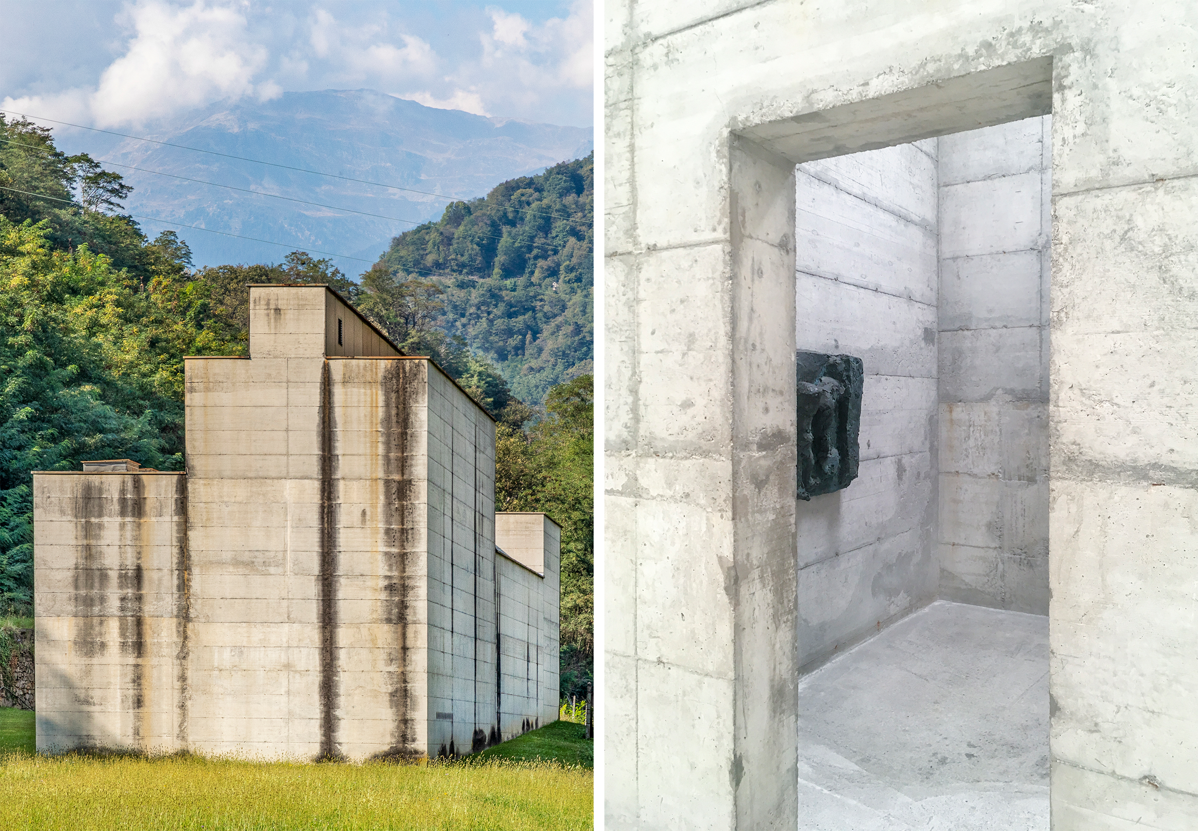 Vue à travers une porte en béton