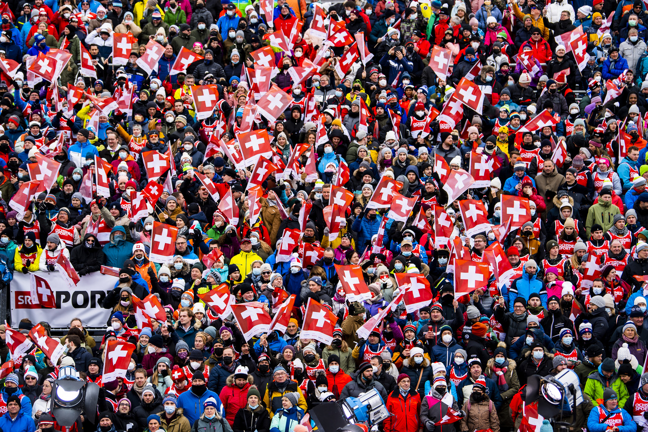 Crowds at World Cup ski races in Adelboden.