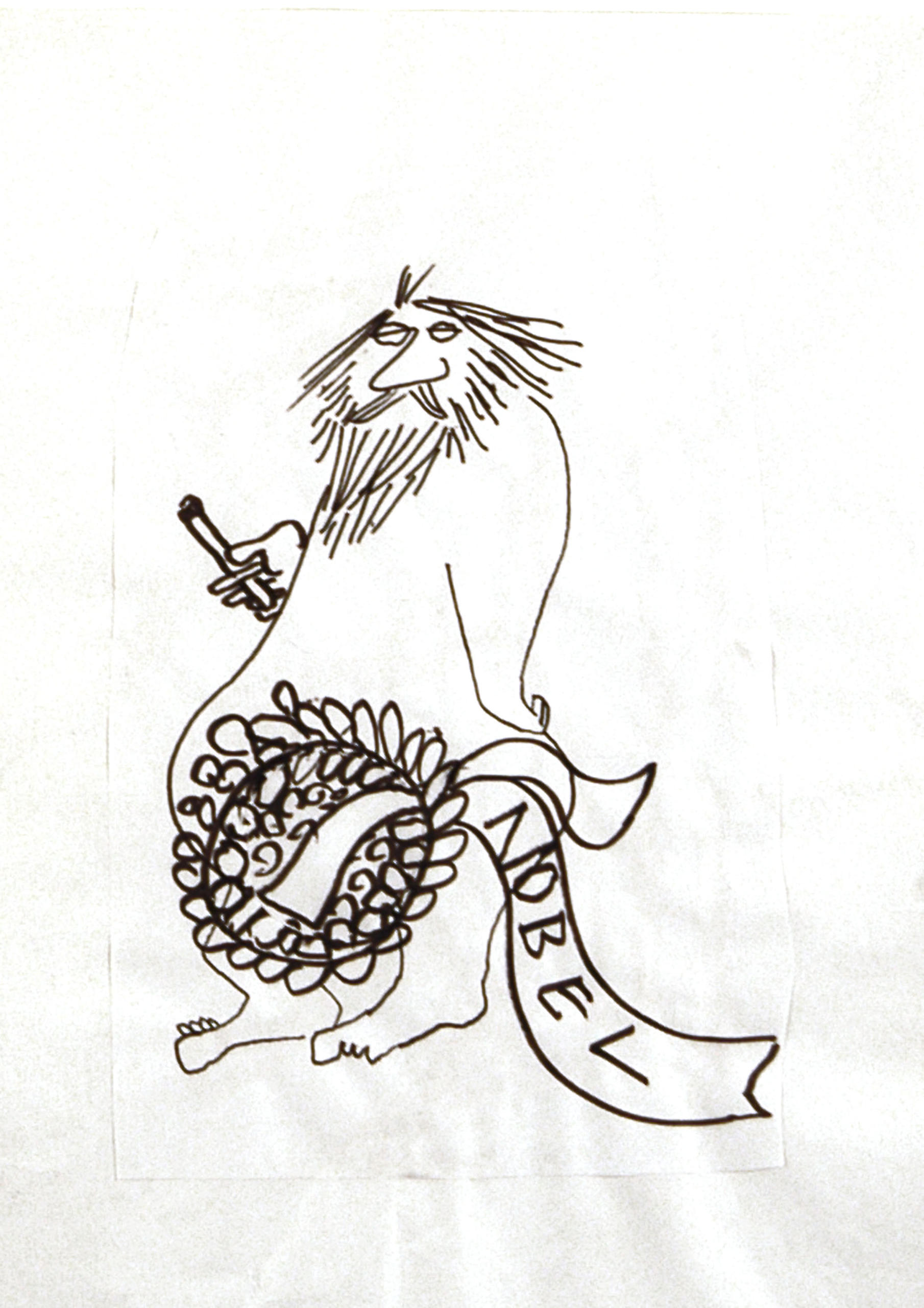 弗里德里希·迪倫馬特，《流星》， “無花果葉”的花環，1966年，氈尖筆，29.3×20.7厘米，迪倫馬特納沙泰爾中心收藏