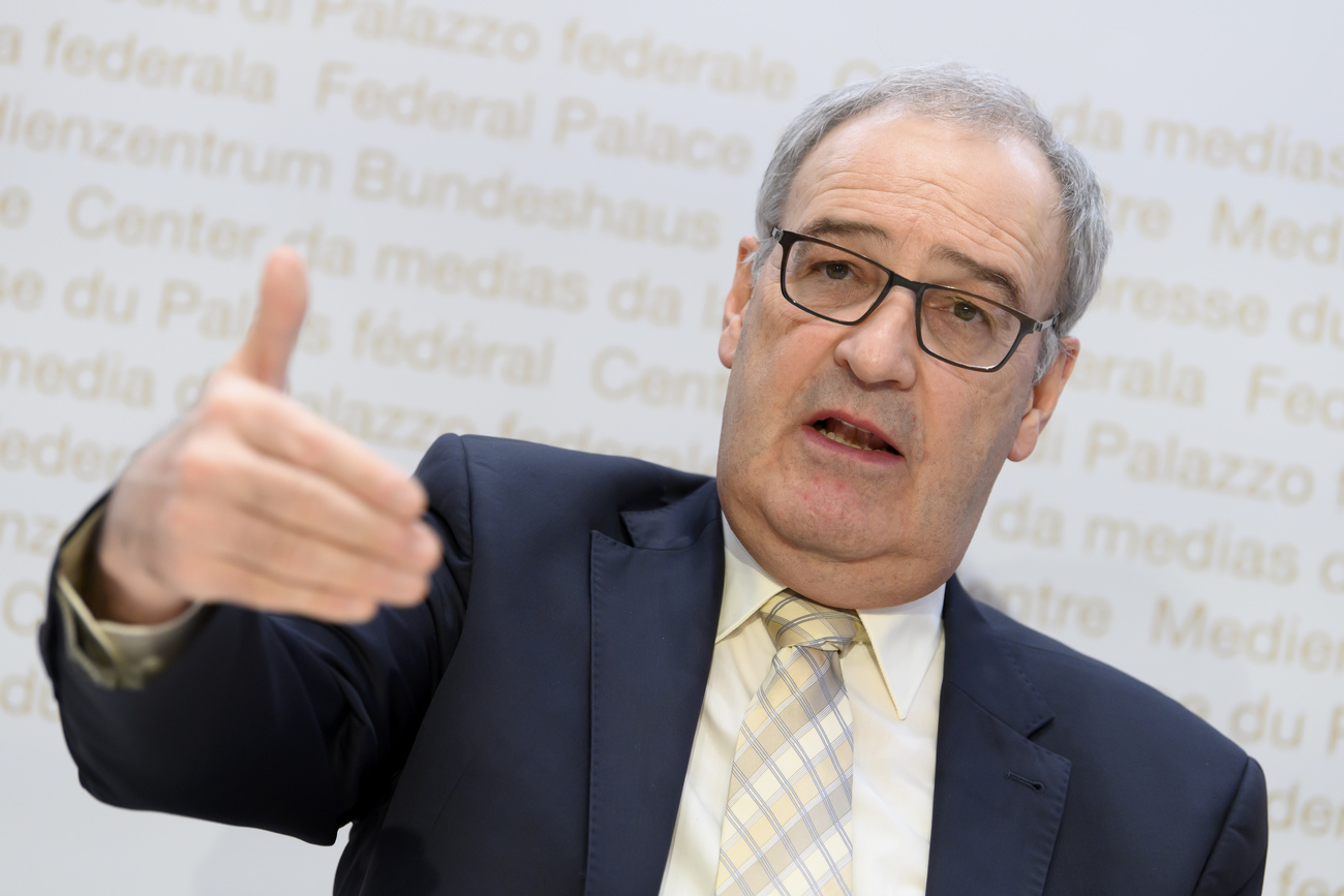 Economics Minister Parmelin at a news conference