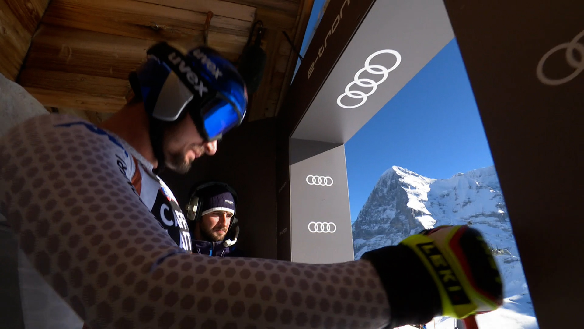 A screenshot from the documentary on the Lauberhorn downhill race.