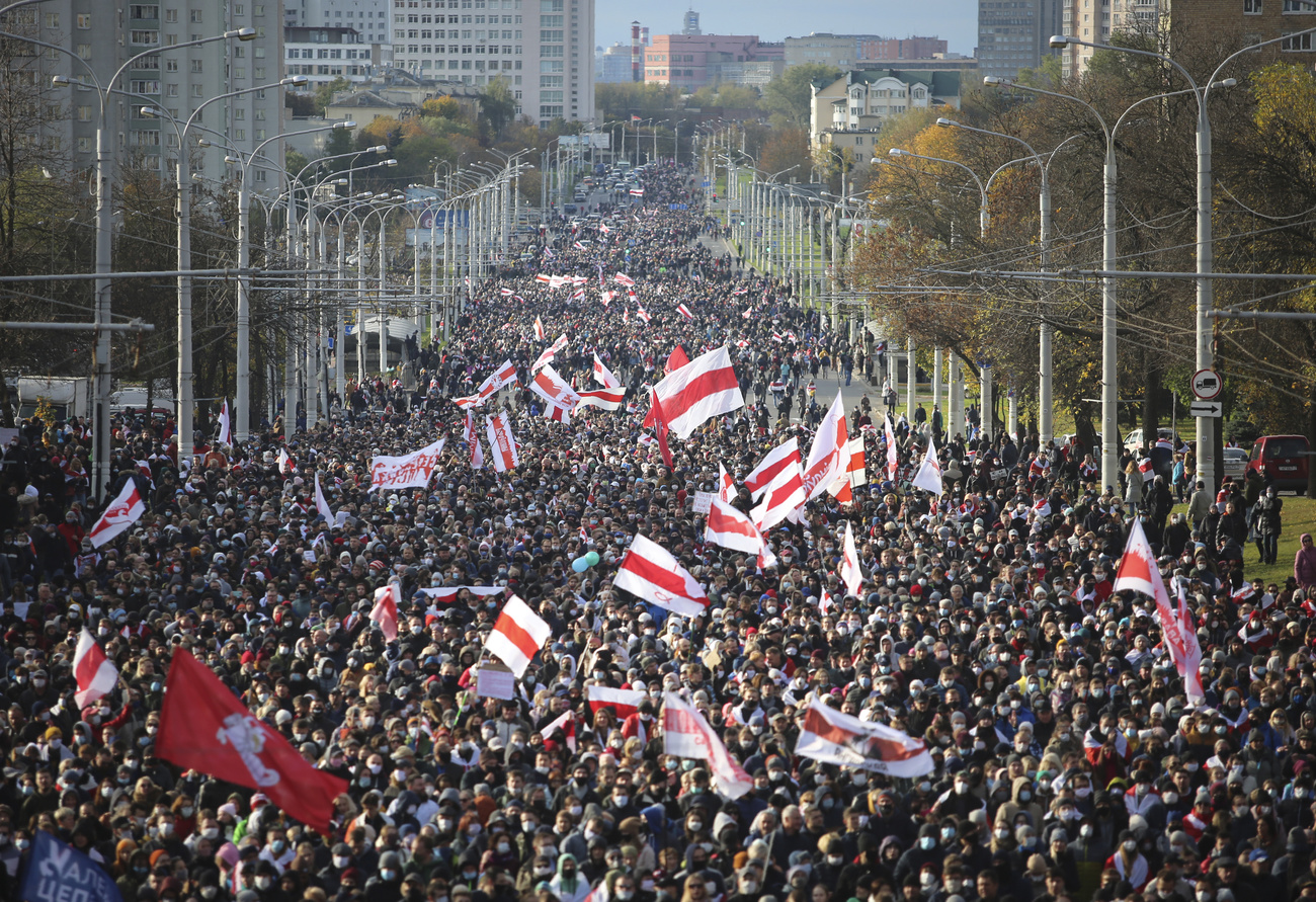 Protest in Minsk in October 2020.