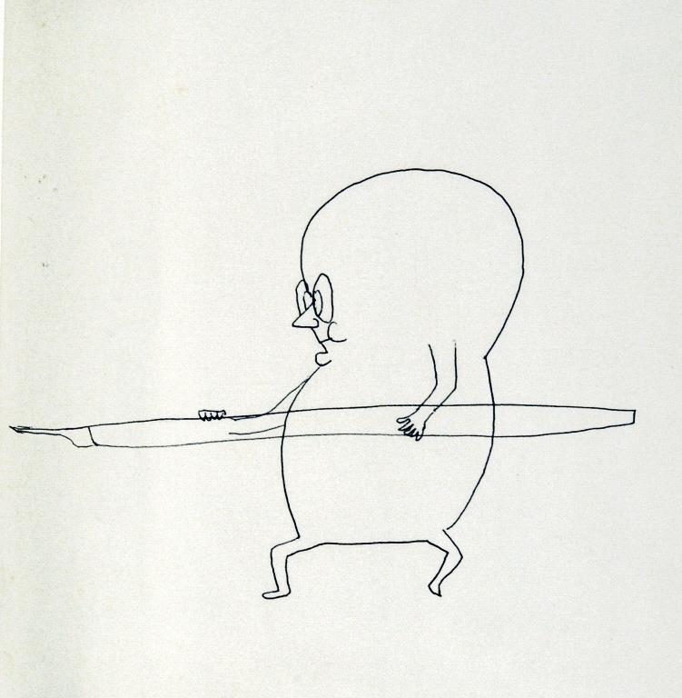 弗里德里希·迪倫馬特，以筆為矛的批評家，約1963年，原子筆，29.4 x 20.8厘米，迪倫馬特納沙泰爾中心收藏