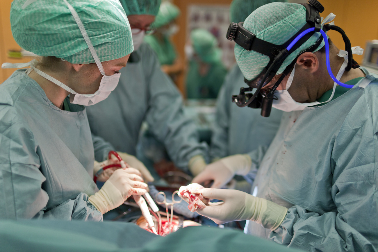 A heart transplant operation.