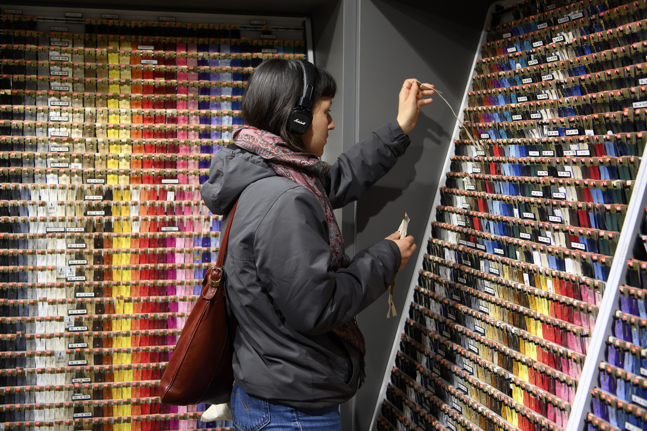 woman in thread shop