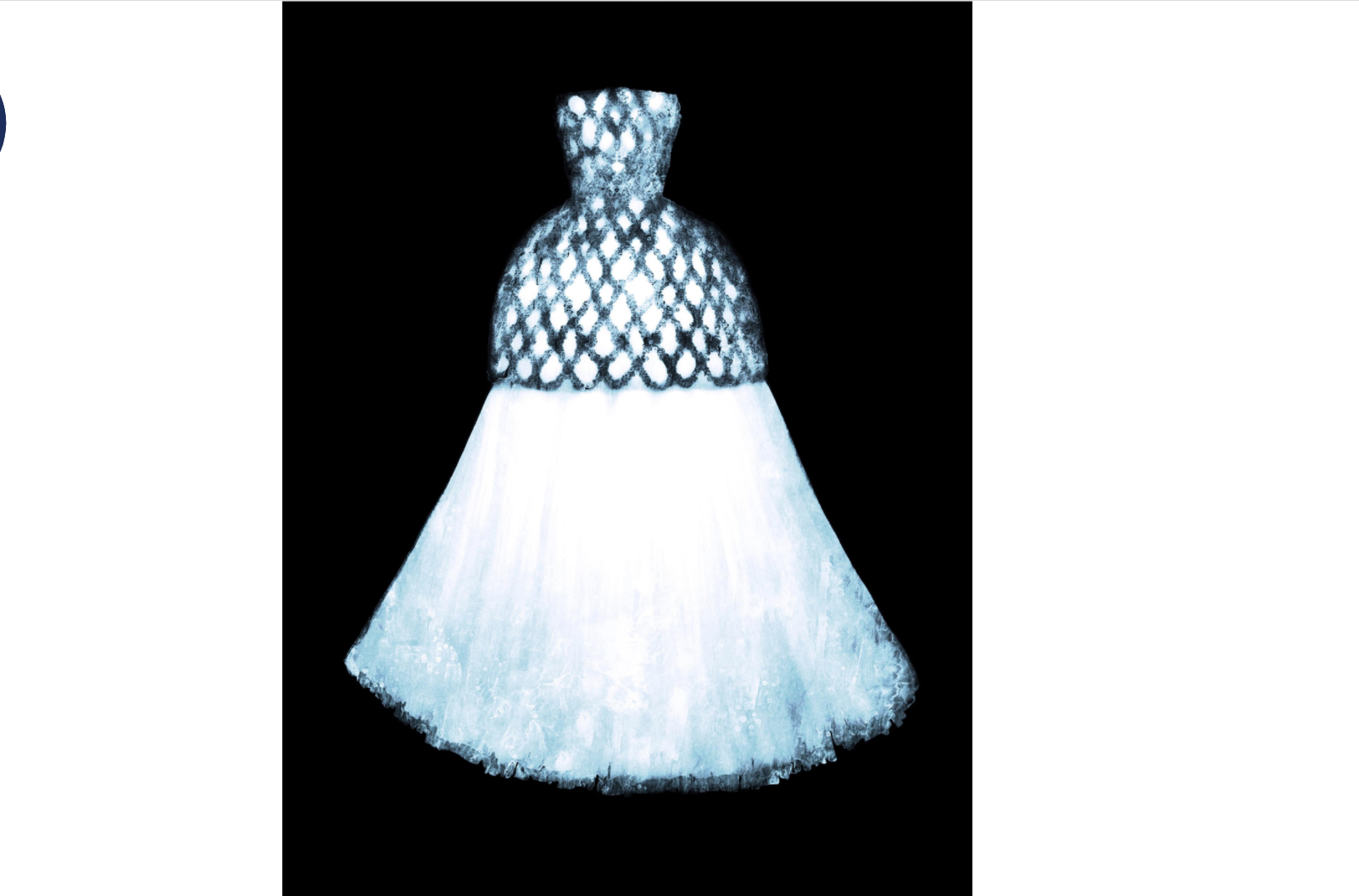 disegno abito bianco e nero da sposa su sfondo nero