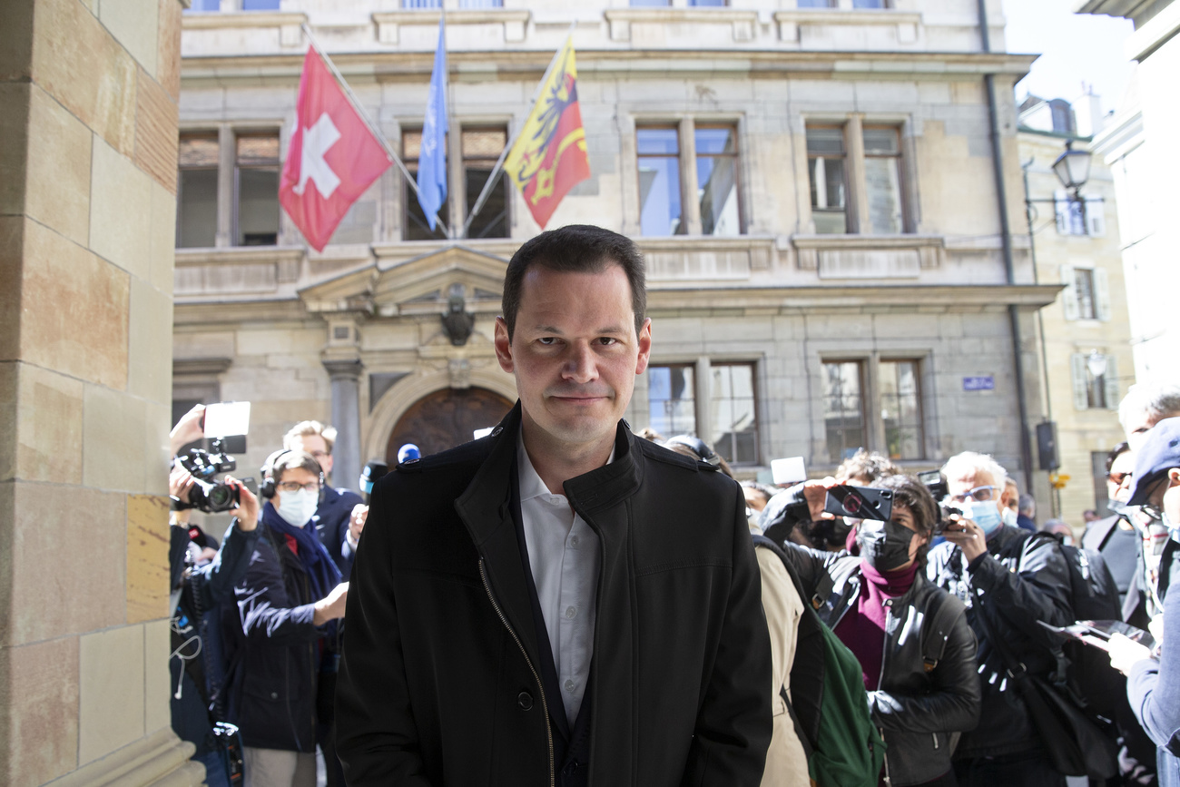 Pierre Maudet outside court after his acquittal in January