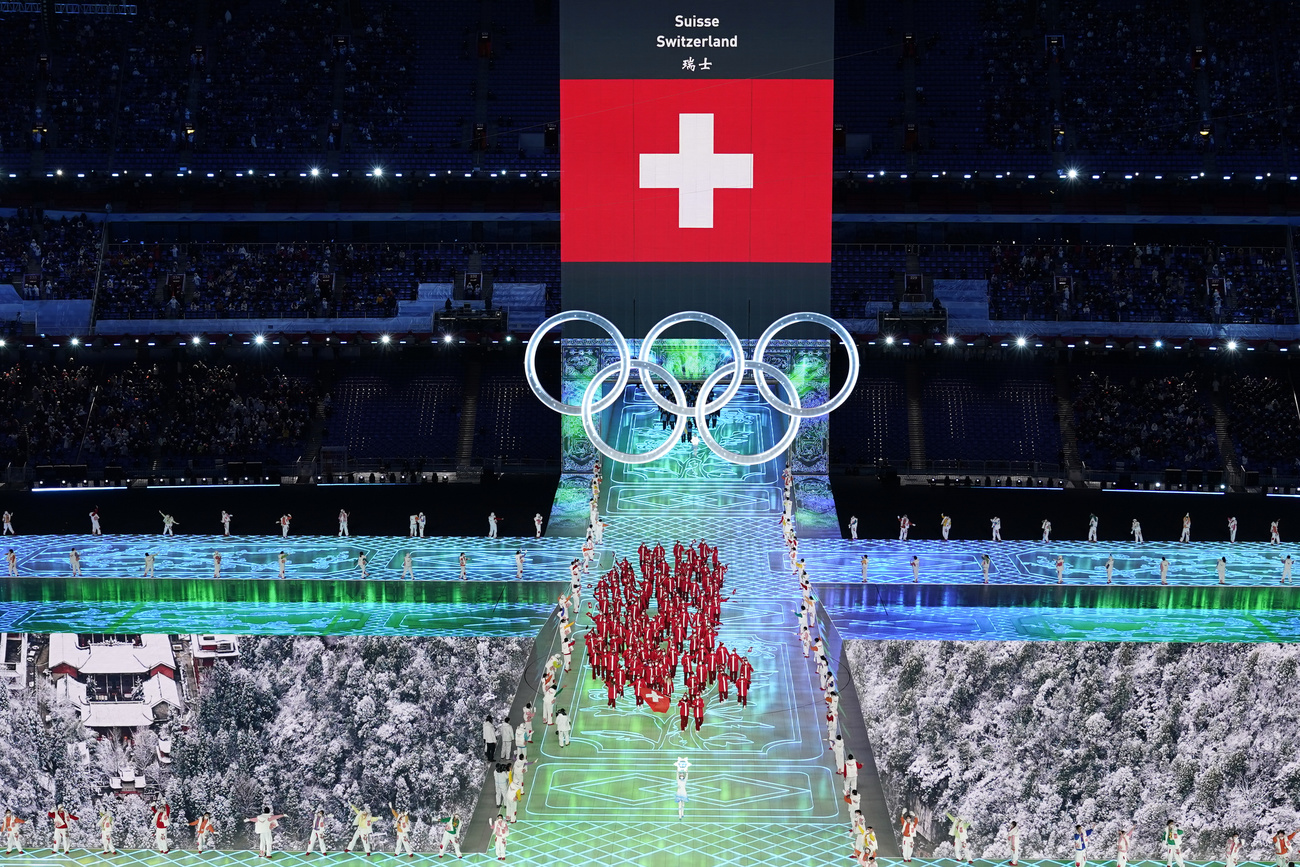 olympics opening ceremony and swiss flag