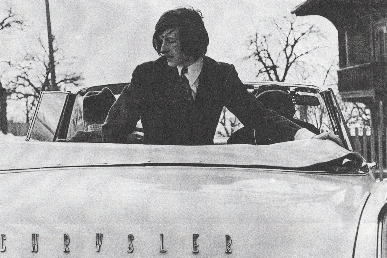 Schnyder in a convertible car