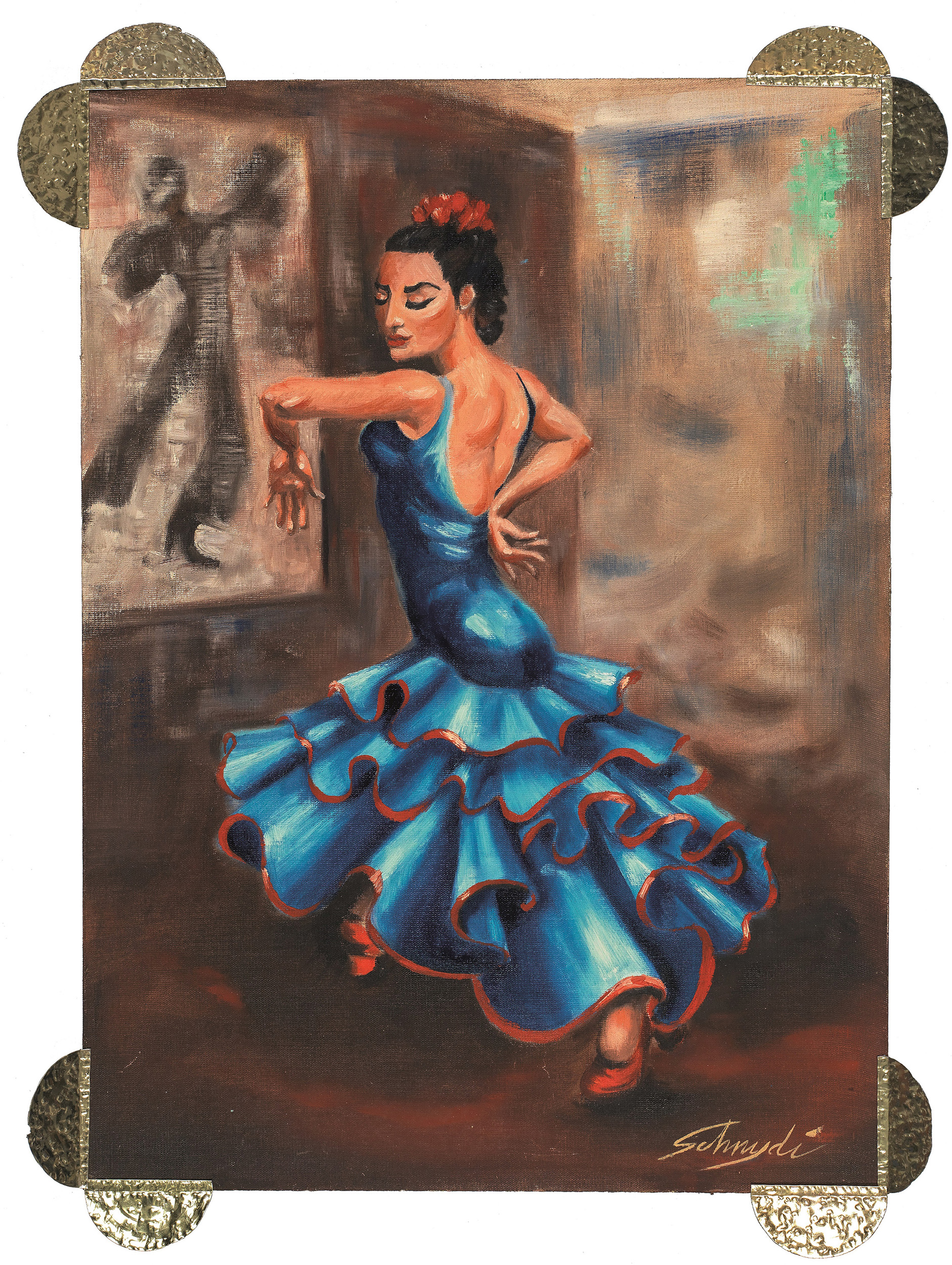 Pintura de bailarina de flamenco.
