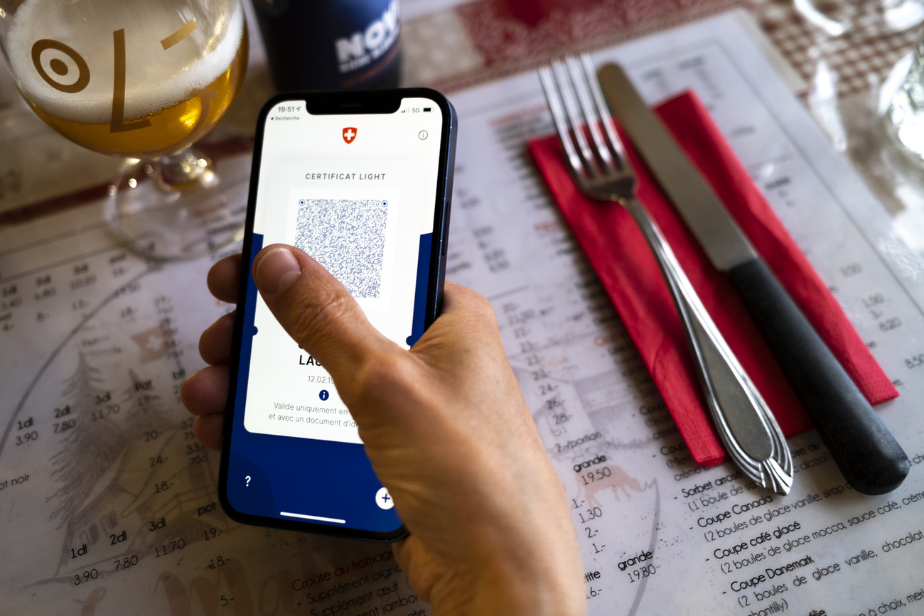 Covid certificate in use at restaurant.