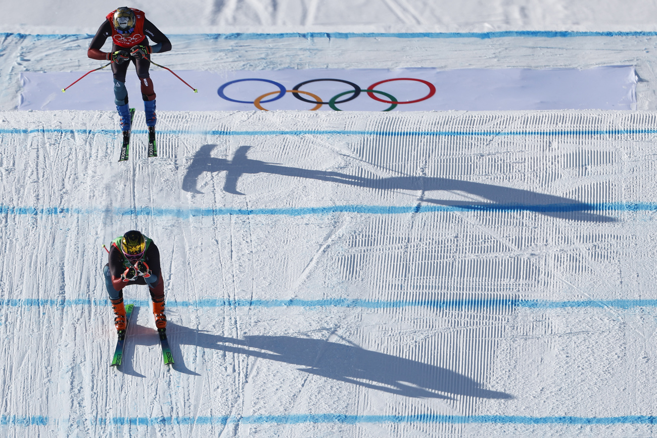 Two ski racers