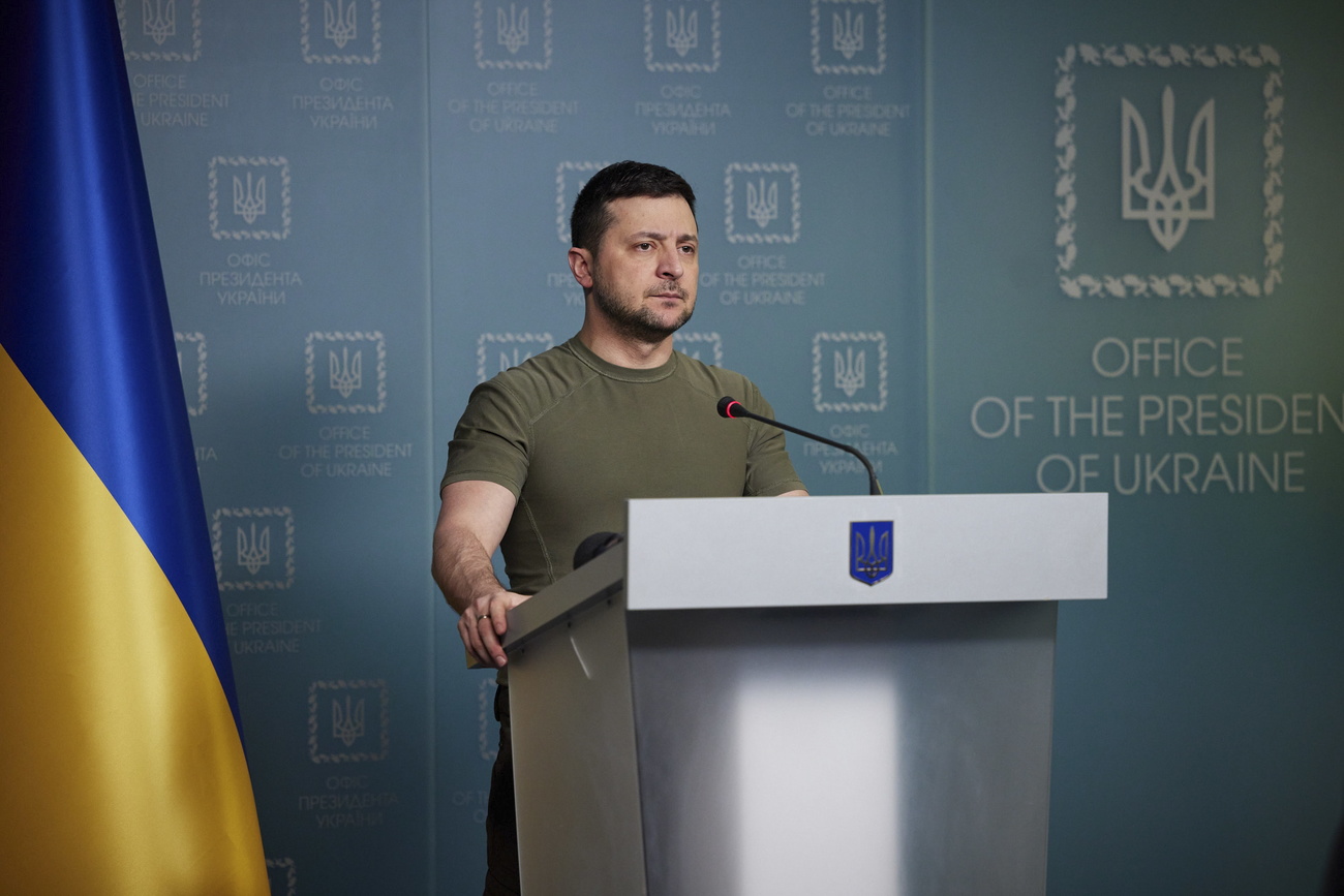 Le président Zelensky lors d un discours.