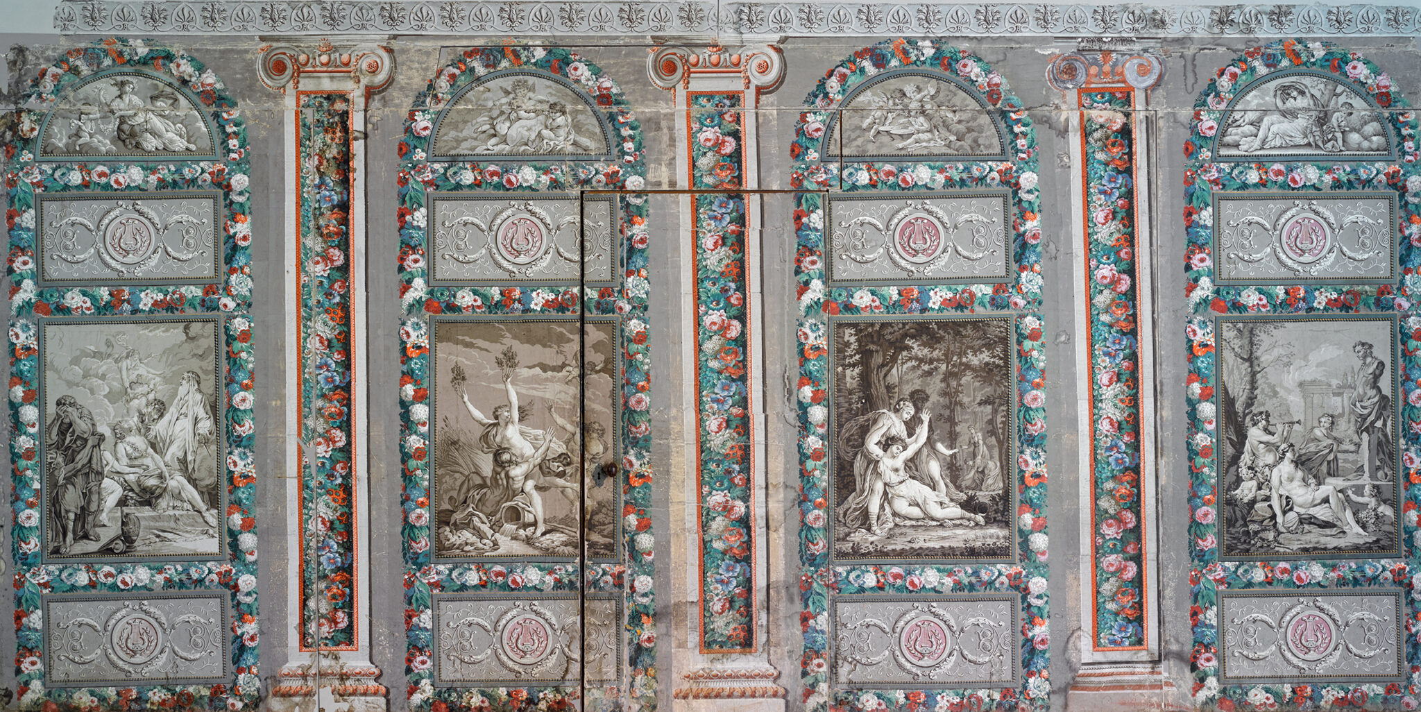 Papel pintado representado las Metamorfosis de Ovidio