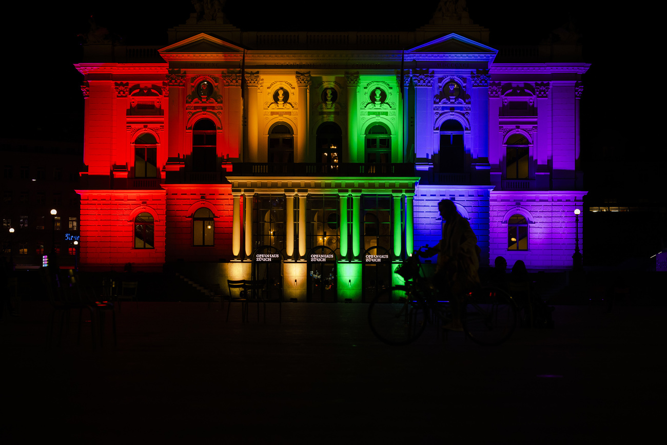 light show on building