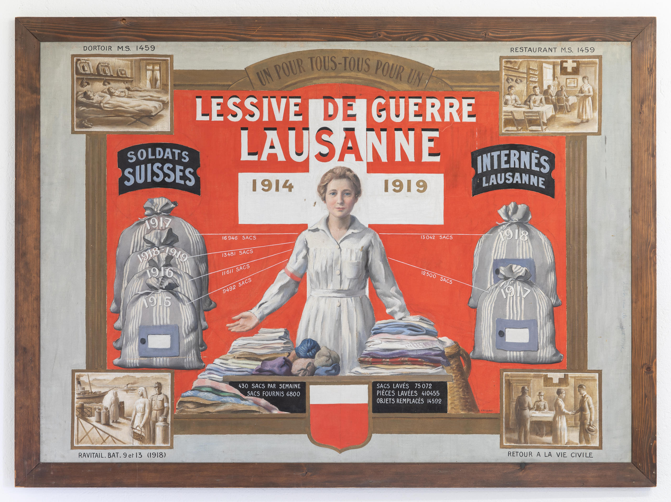 Affiche pour un service de lessive pendant la Première Guerre mondiale