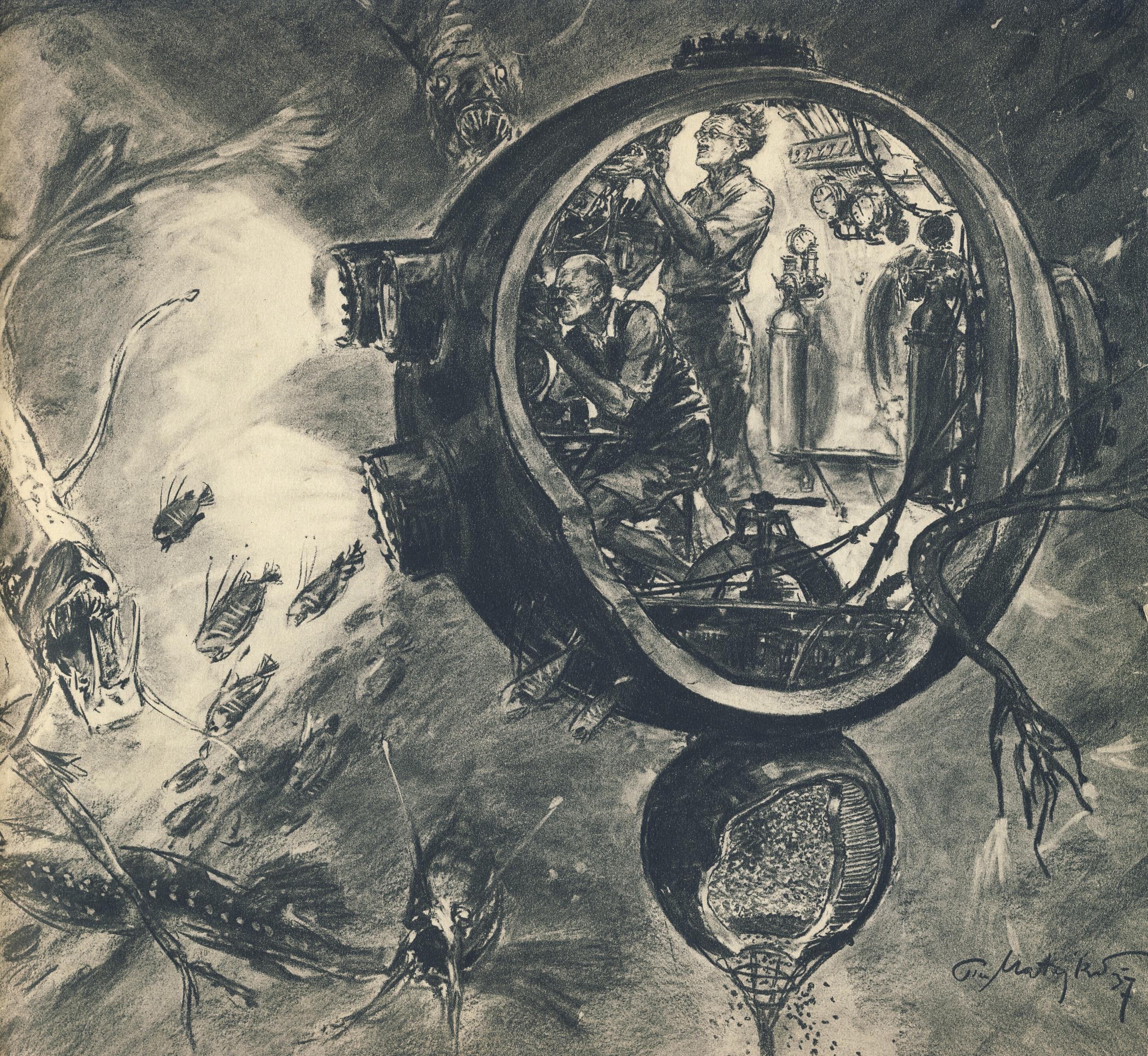 «Piccards Tauchkugel», Illustration