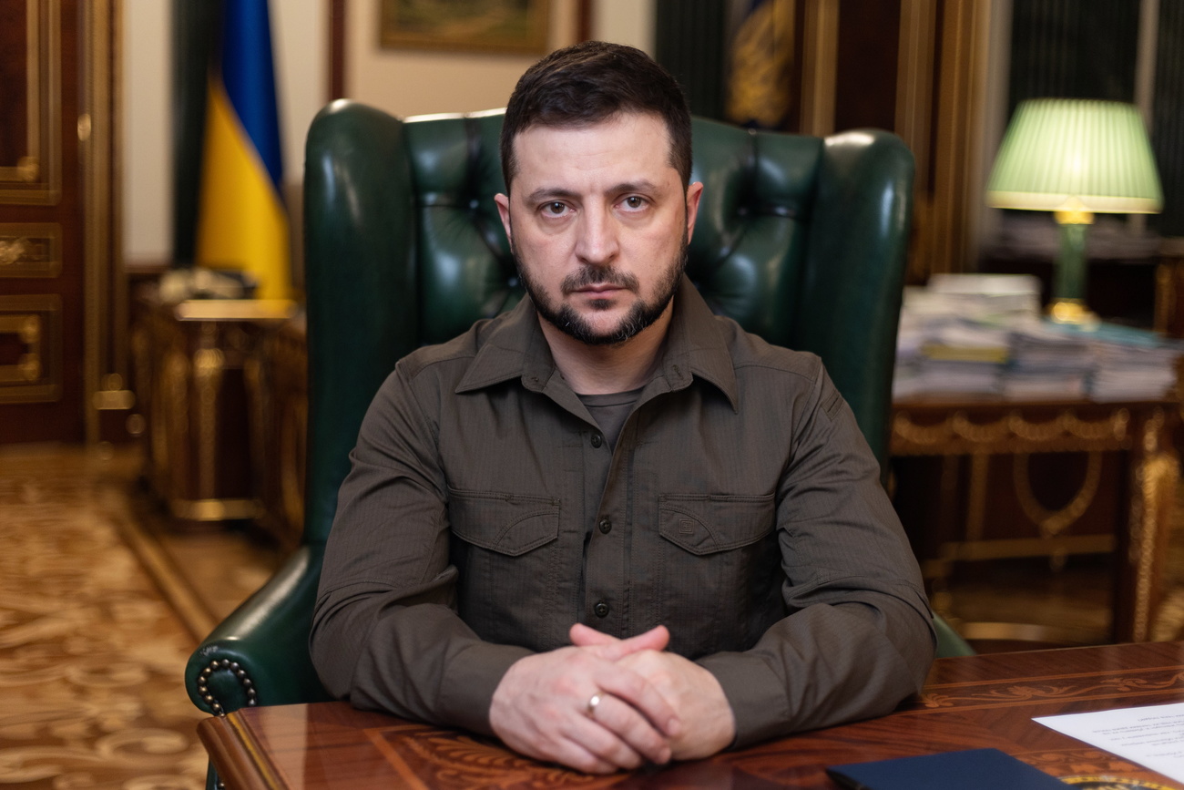 Primo piano di Zelensky.