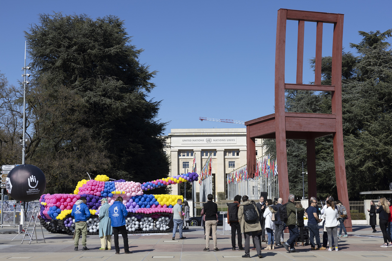 Manifestation devant le Palais des Nations à Genève