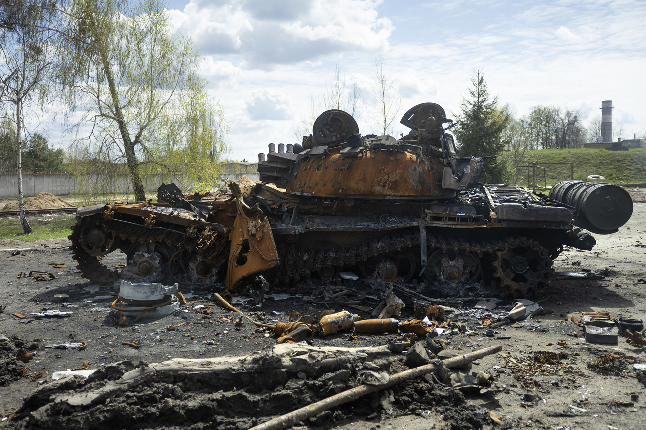Tank russo distrutto dalle forze ucraine.