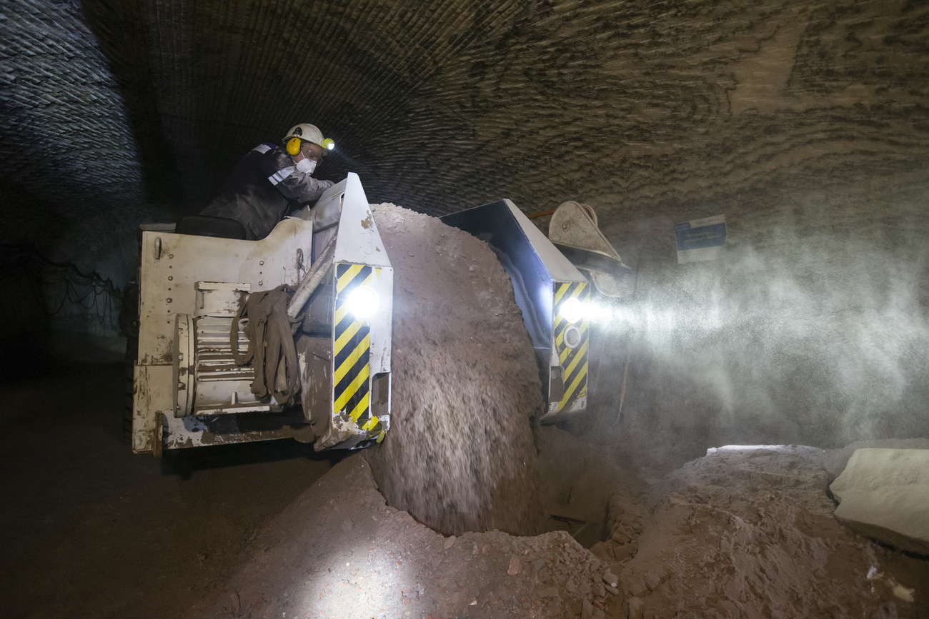 Workers in a EuroChem potash mine in Russia
