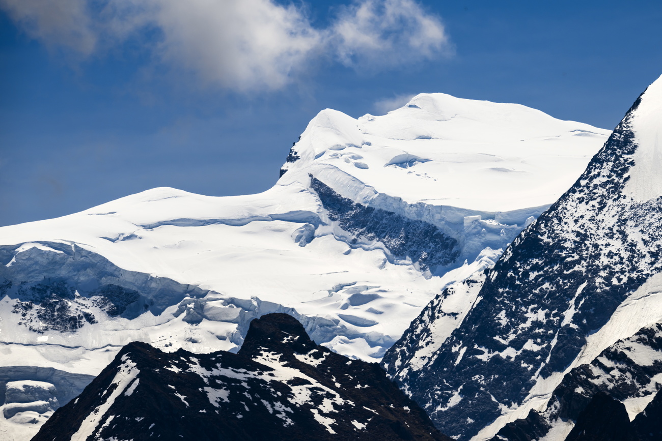 The Grand Combin mountain peak, covered in snow, in western Switzerland.