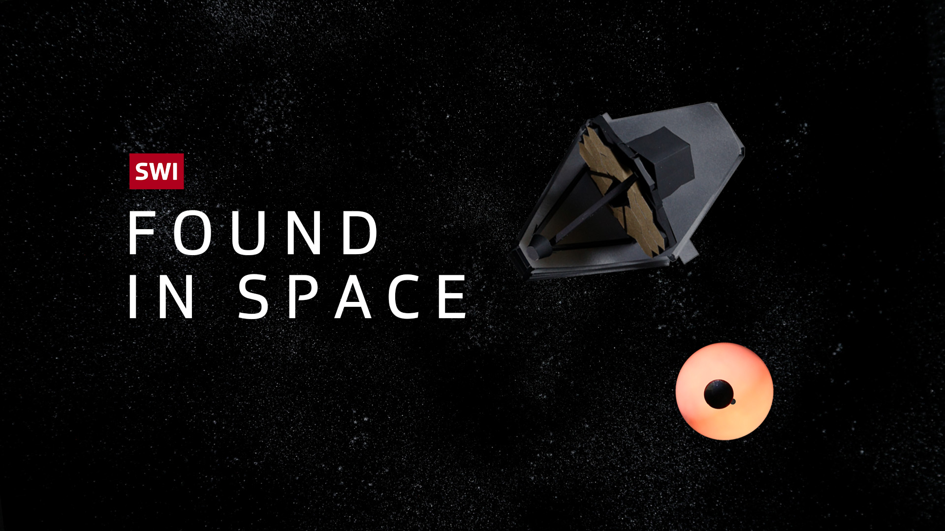 Teaser picture showing paper model of James Webb telescope