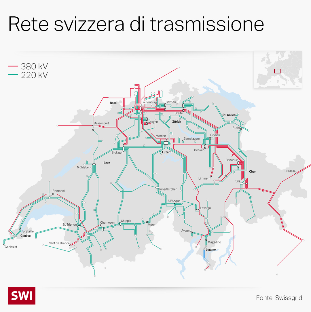 rete di trasmissione dell elettricità in Svizzera