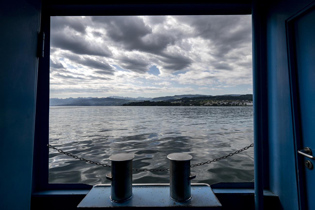 view from ship onto lake