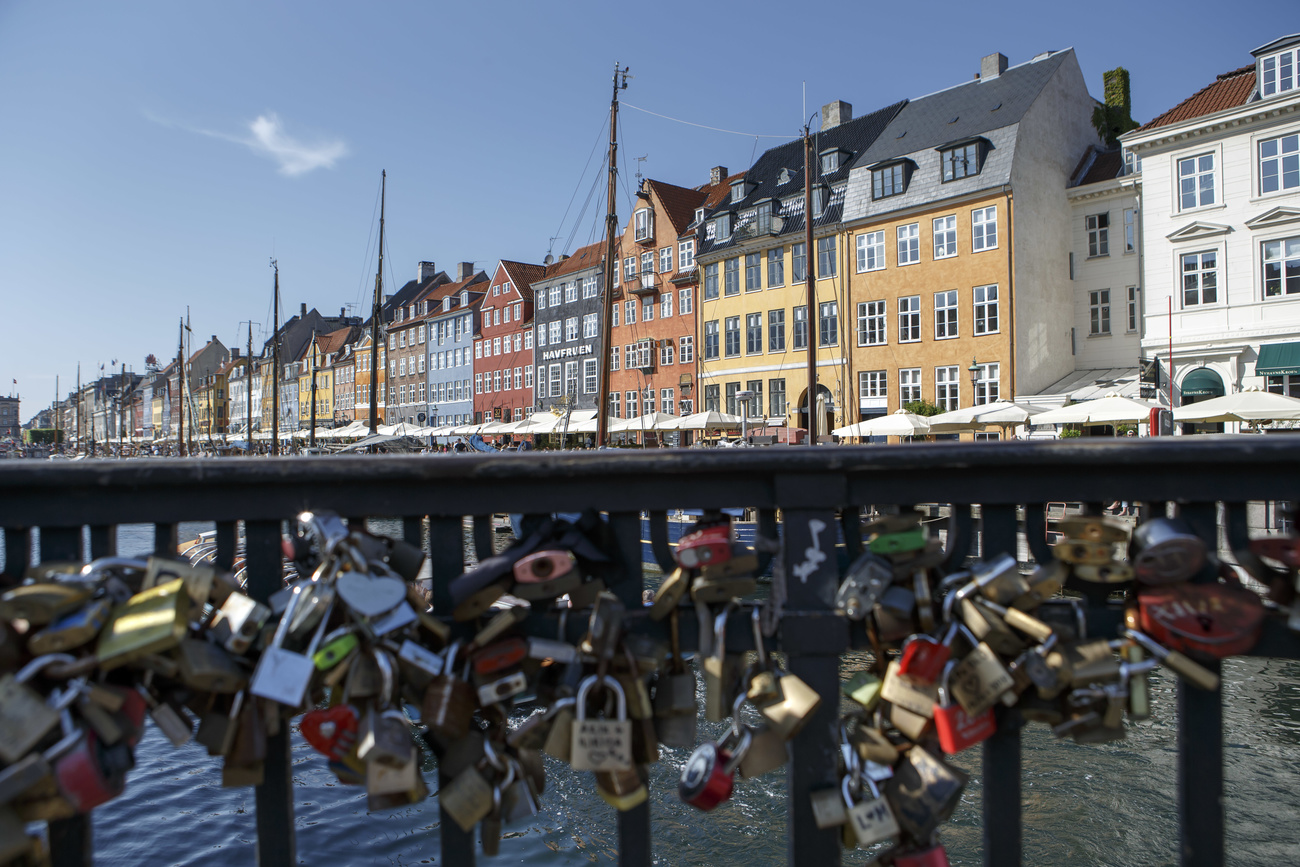 Houses and a bridge with padlocks