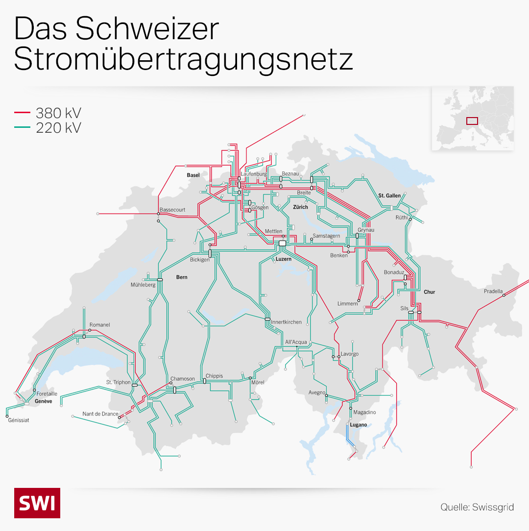 Grafik Schweizer Stromübertragungsnetz