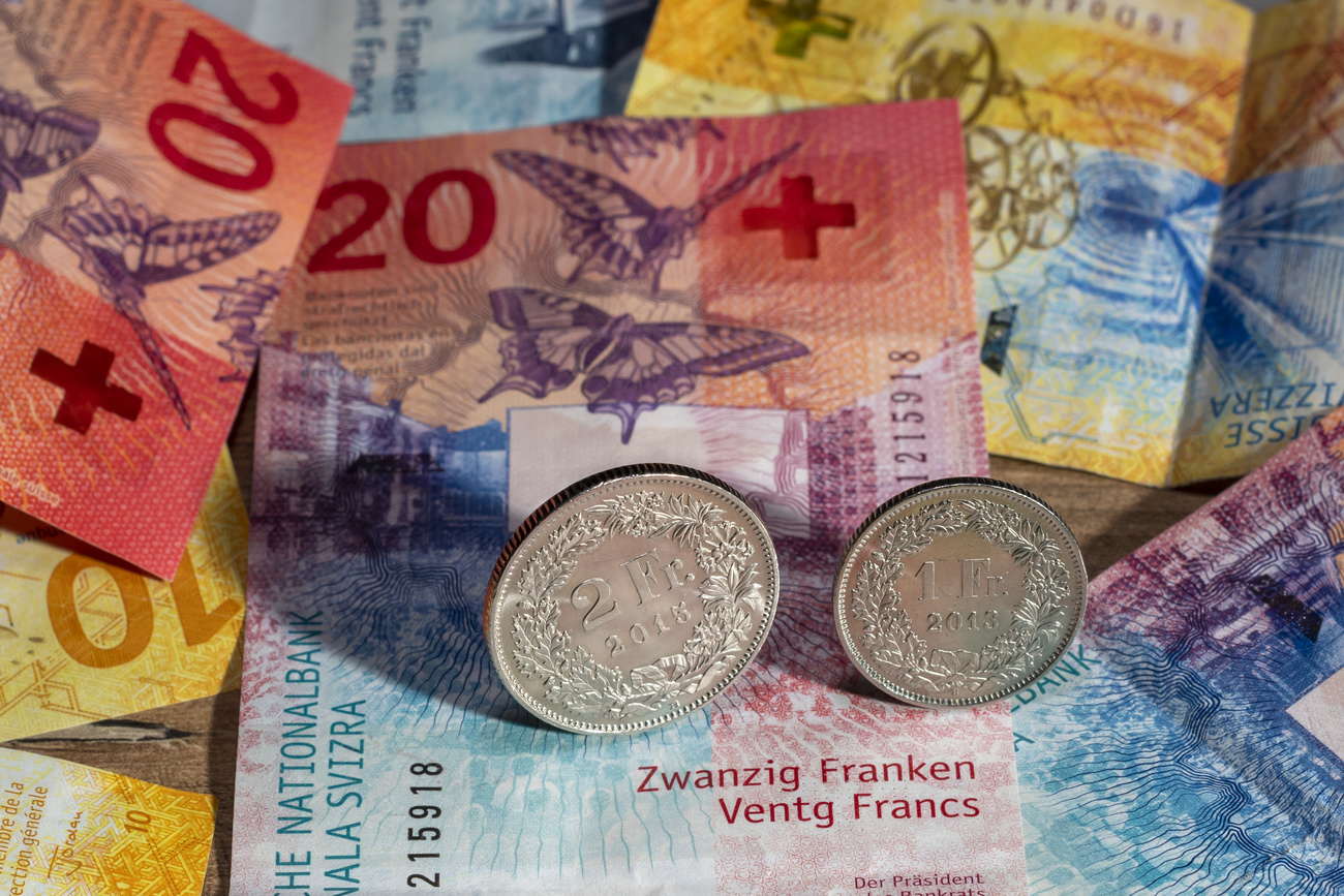 swiss banknotes and coins