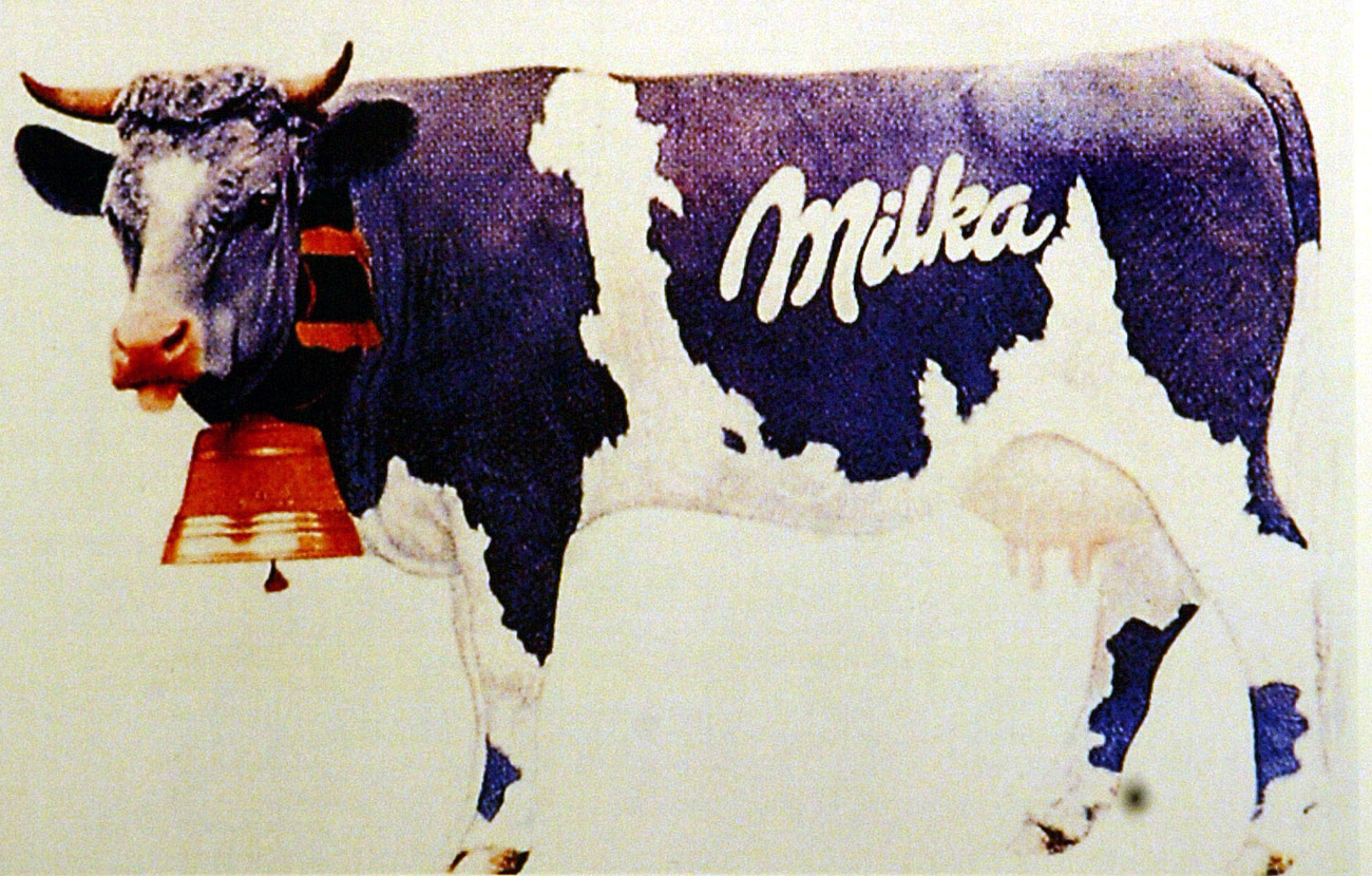 Il disegno della mucca lilla del 1973.