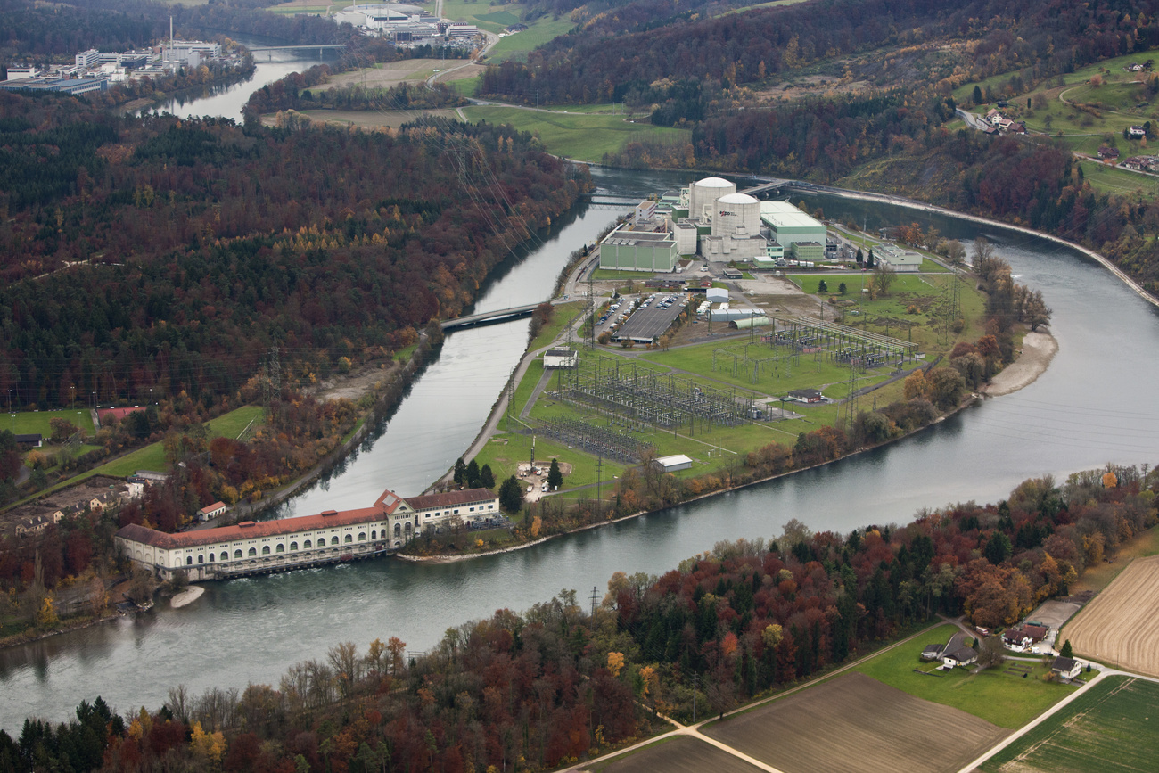 Beznau nuclear power plant, built on an artificial island on the river Aare