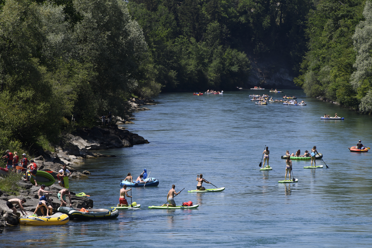 Paddle-boarding on the Aare