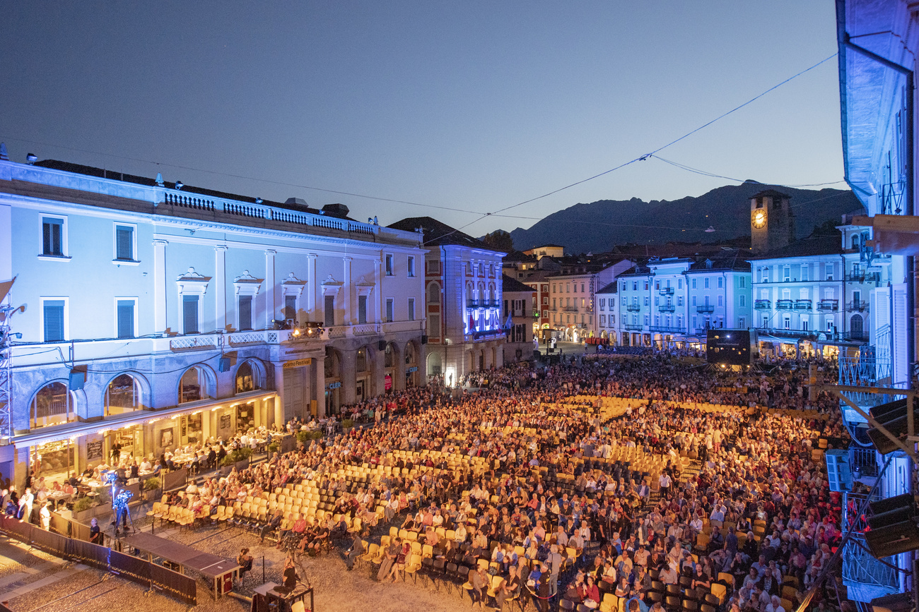 Piazza Grande a Locarno durante i Festival.