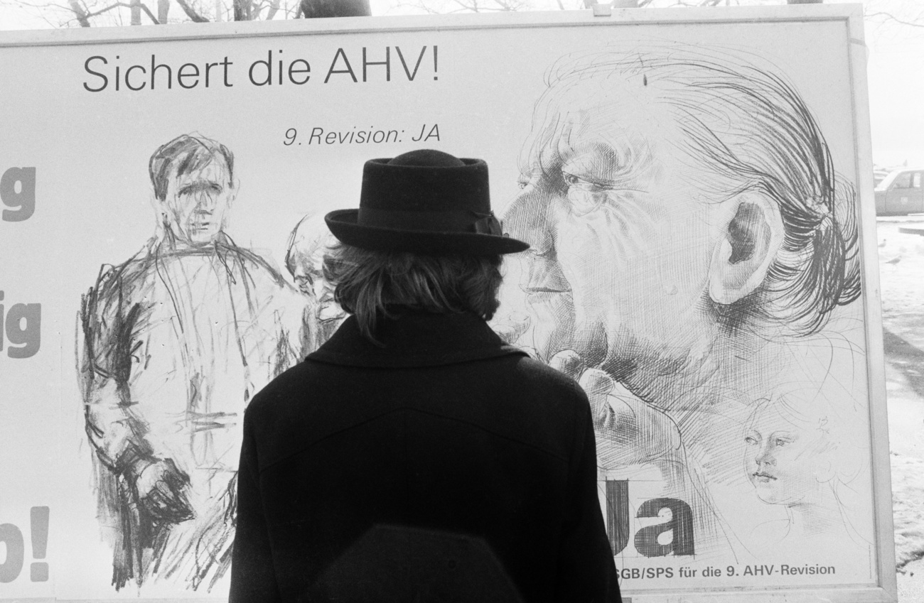 Historisches Plakat für die 9. AHV-Revision