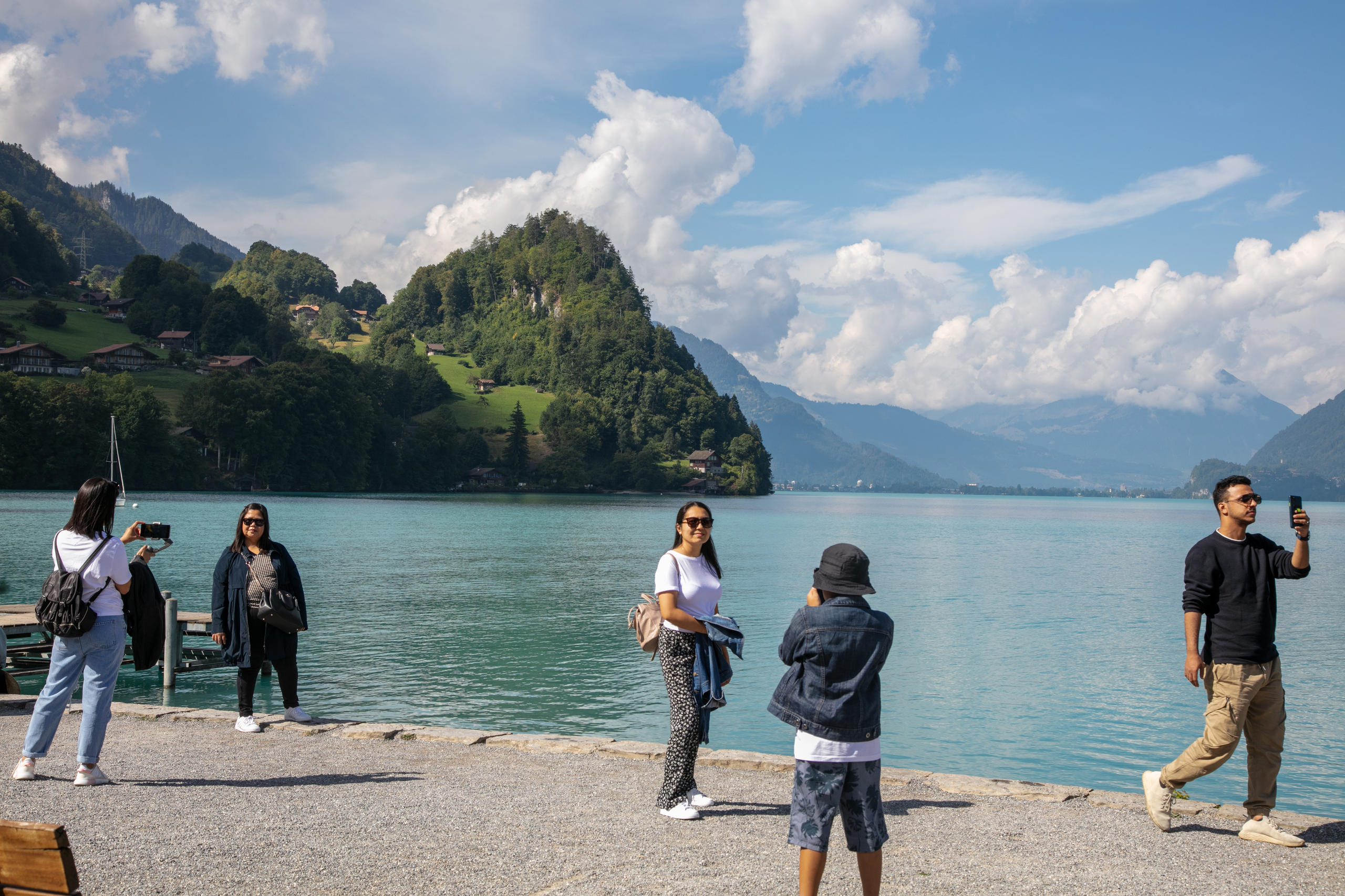 Tourists taking commemorative photos.