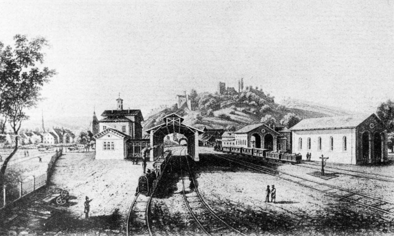 old drawing of railway station