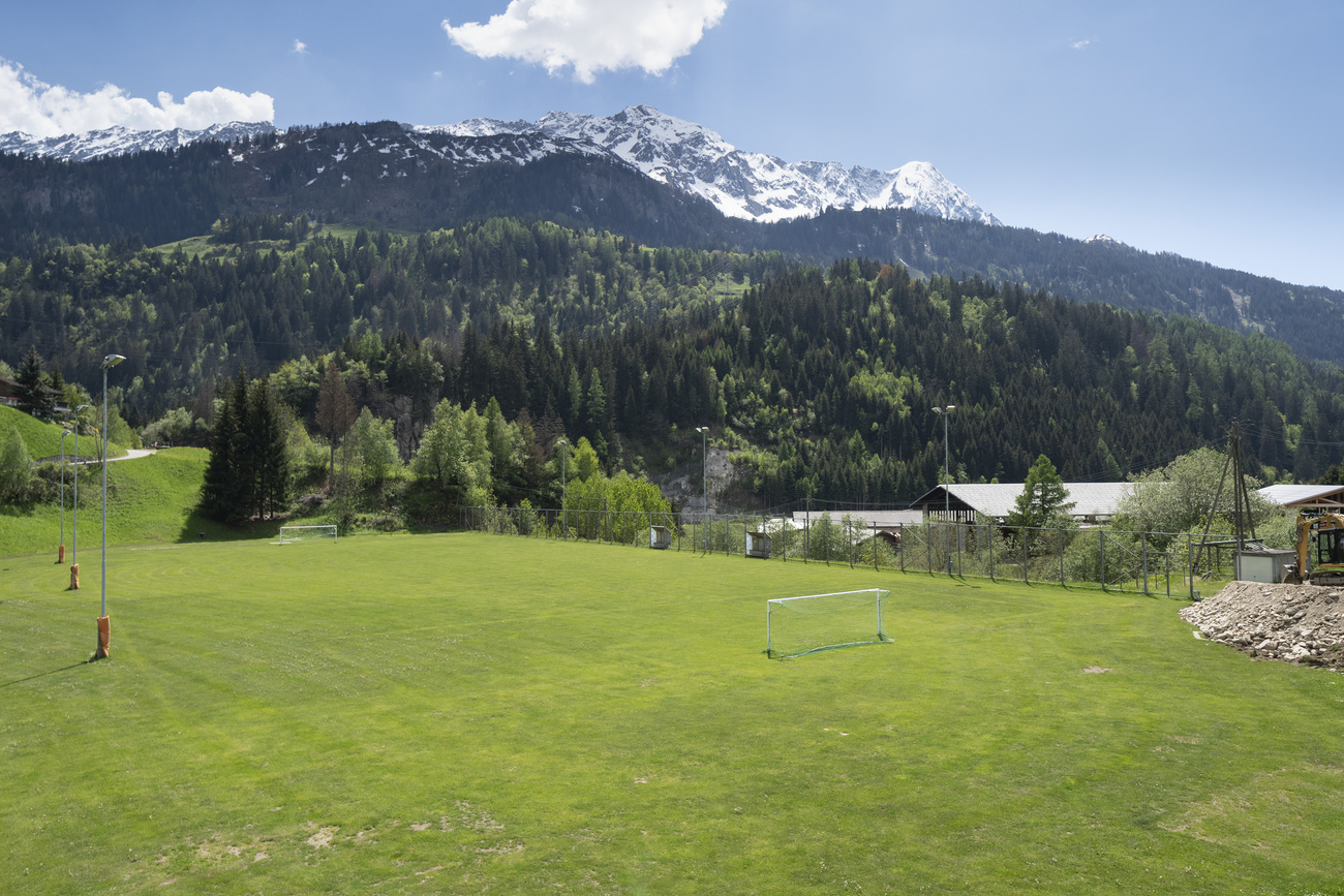 mountain field and mountains