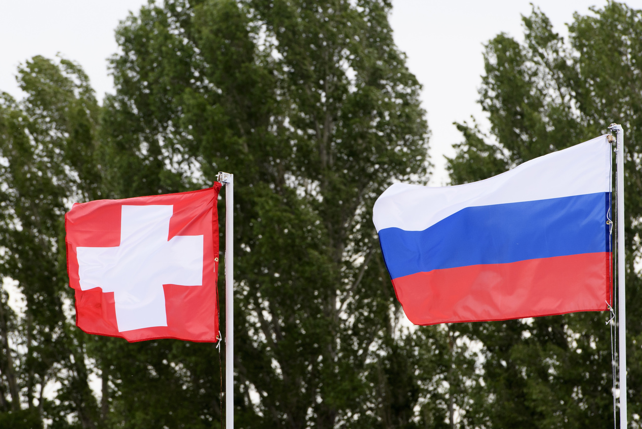 Swiss and Russian flags