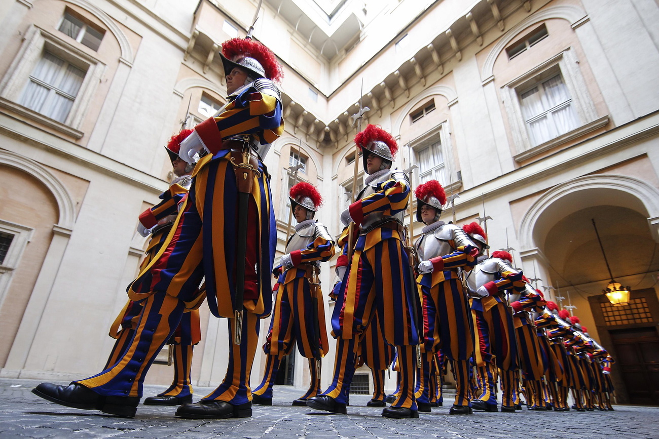 Swiss guards parading