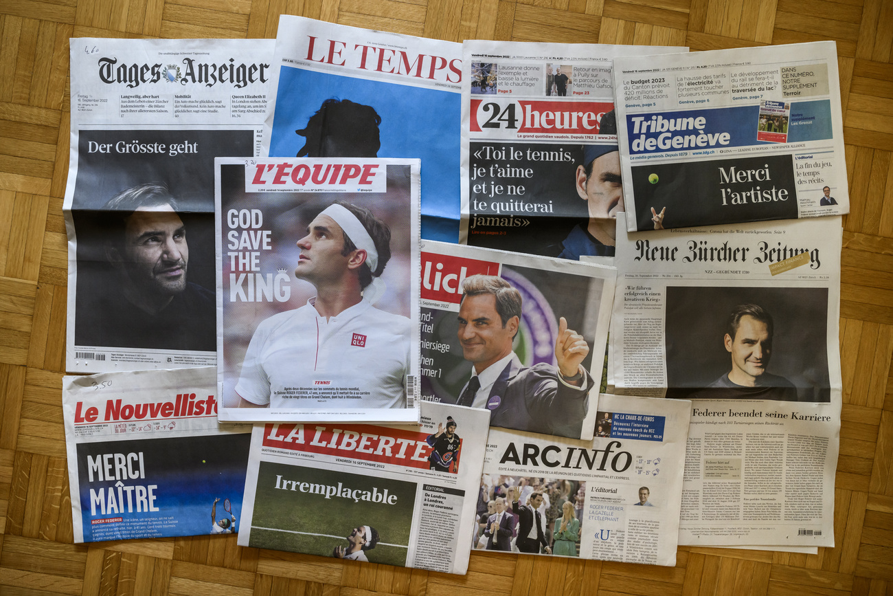 1500試合以上を戦ったフェデラーはついに引退を発表。各紙が大体的に報じた
