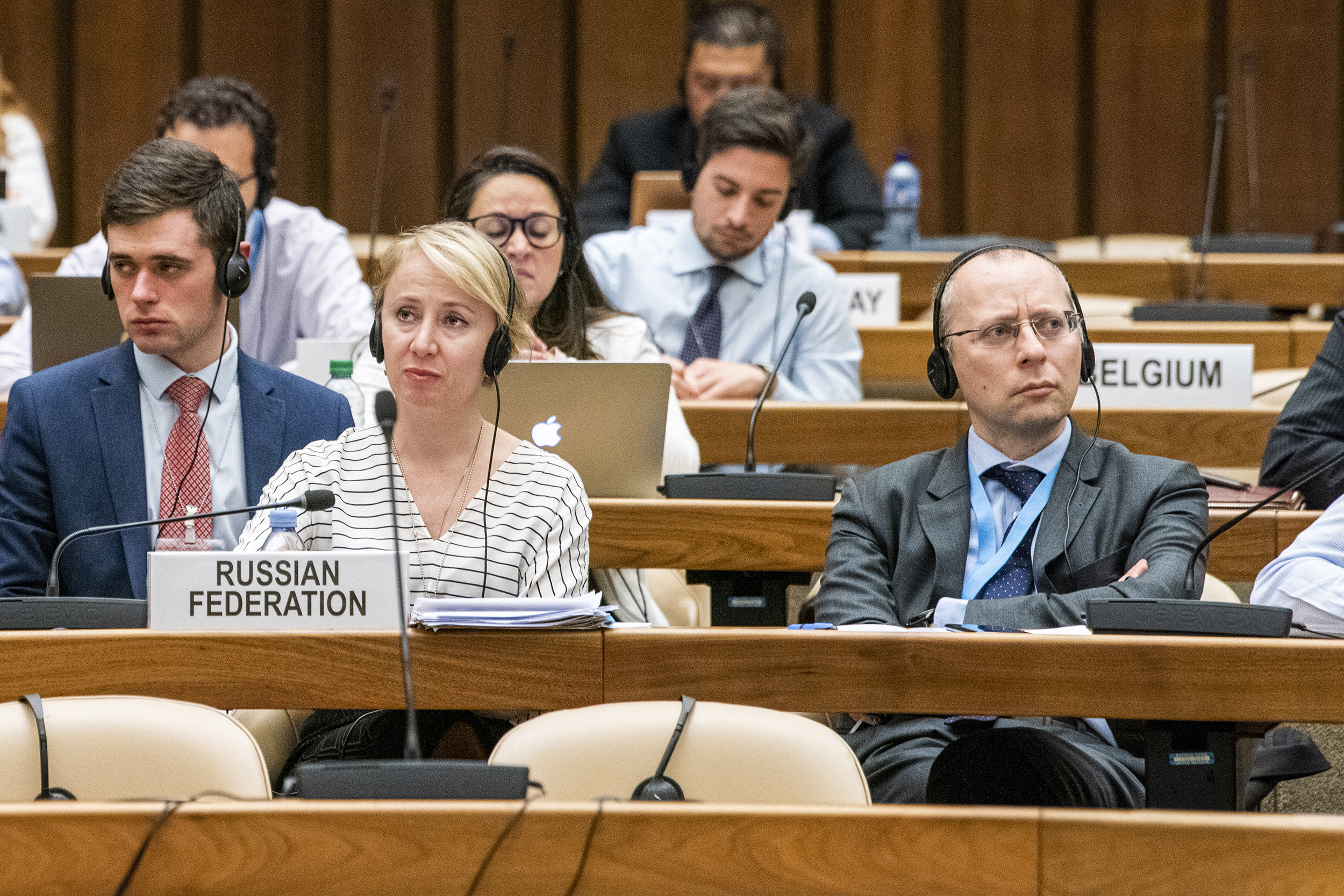 Boris Bondarev als Vertreter Russlands in einer UNO-Versammlung.