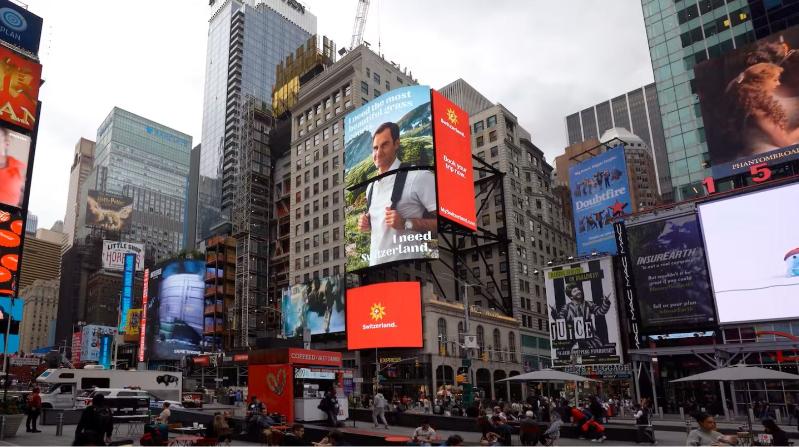 Roger Federer in Times Square.