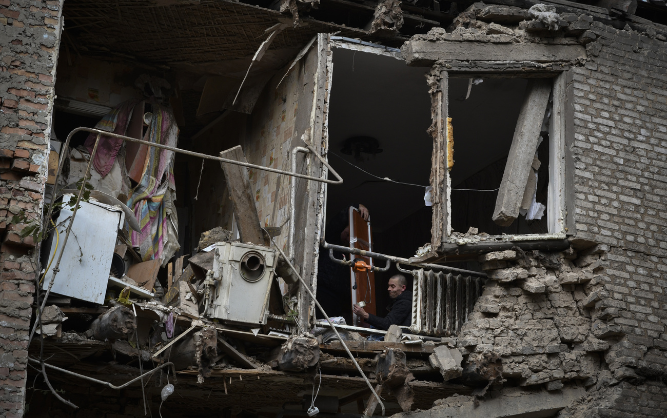 damaged building in Ukraine