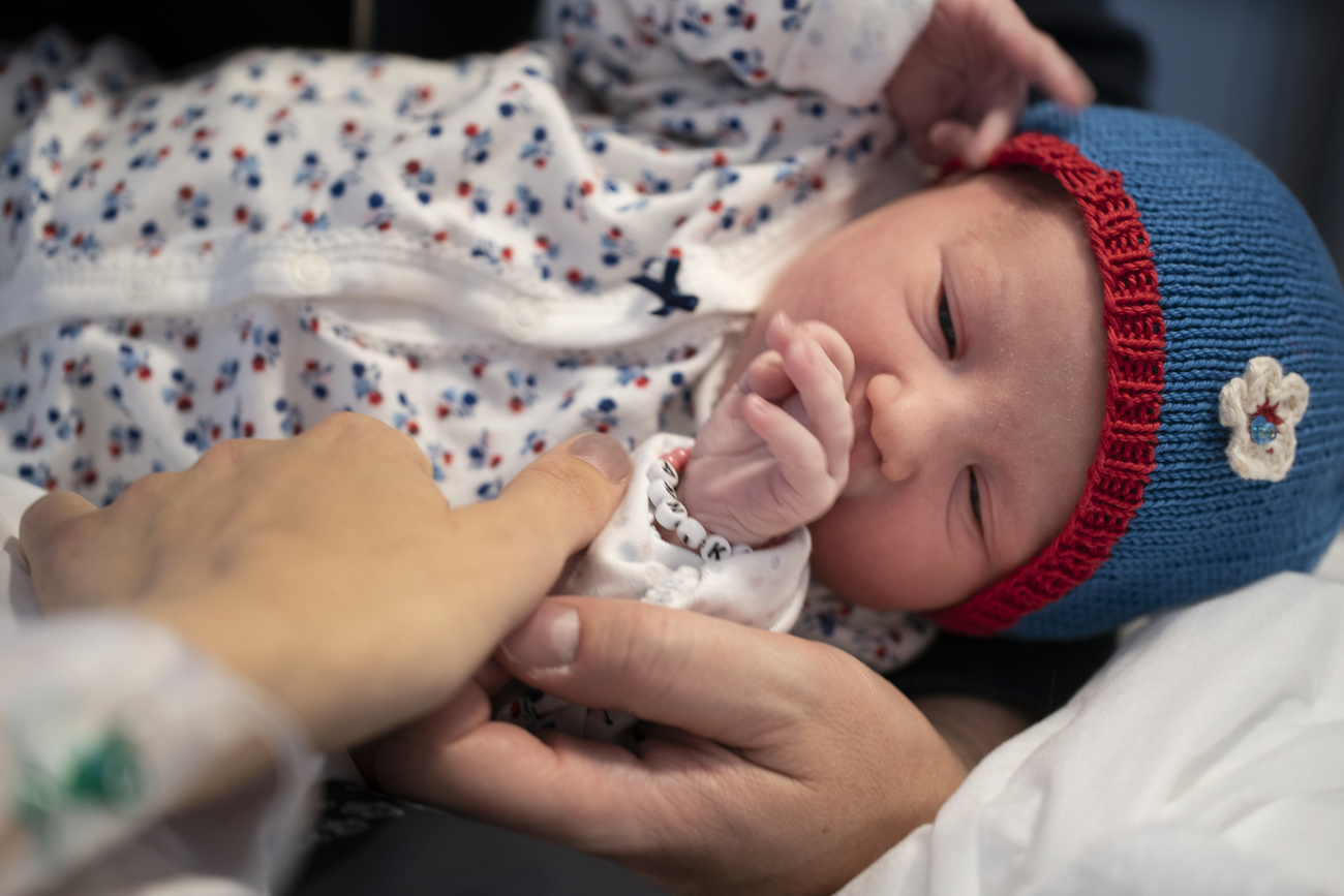 Newborn baby in Swiss hospital