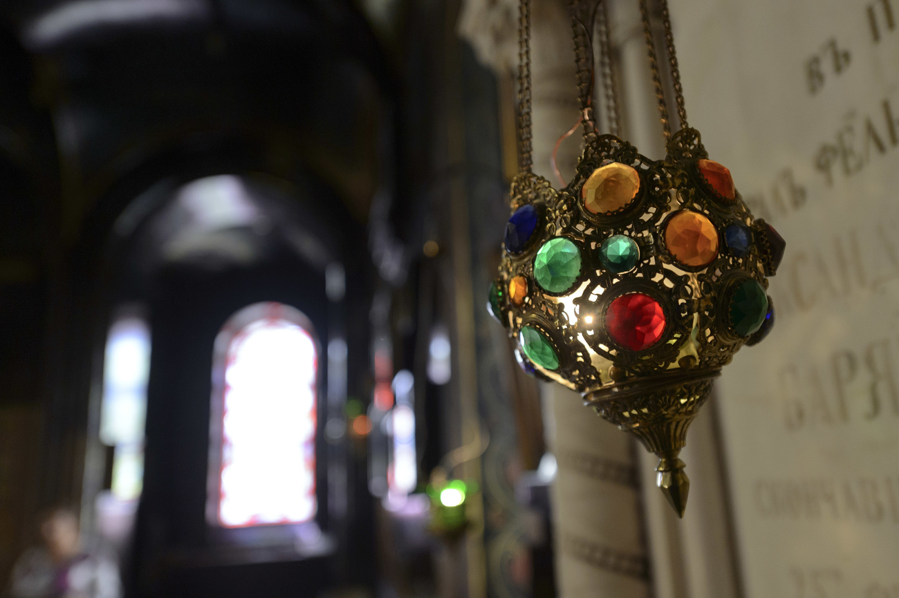 View inside Russian Orthodox church.