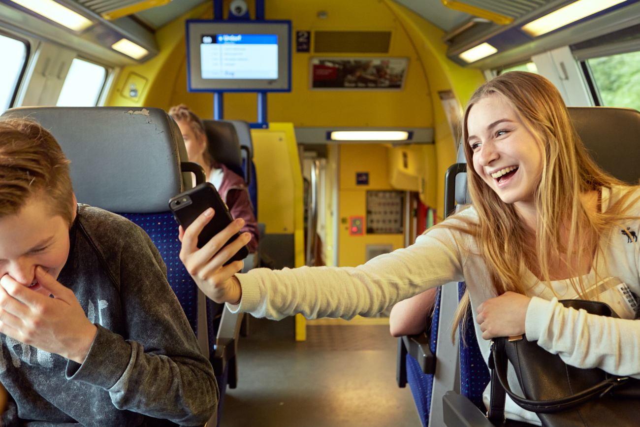 Teens on a train