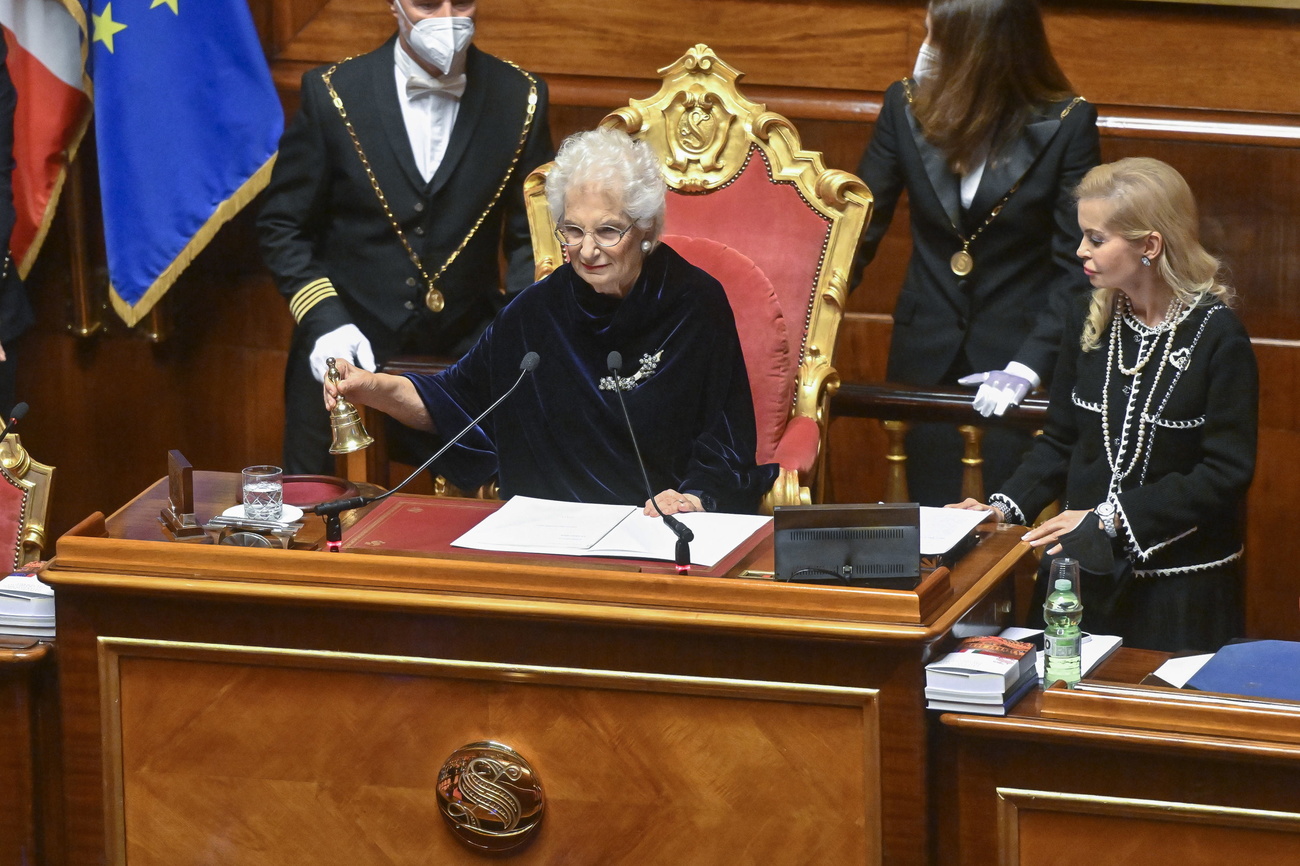 Liliana Segre all aprtura dei lavori in Senato.
